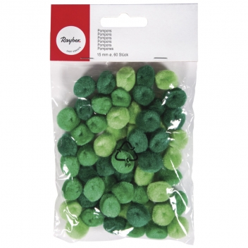 7614300 - 4006166179815 - Rayher - Pompons Ø 15 mm Vert (assortiment) 60 pièces