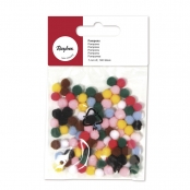 Tout petits pompons Ø 7 mm Assortiment 100 pièces