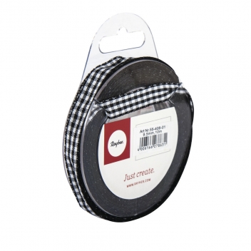 5540801 - 4006166278631 - Rayher - Ruban quadrillé Noir 9,5 mm 10 m - 2