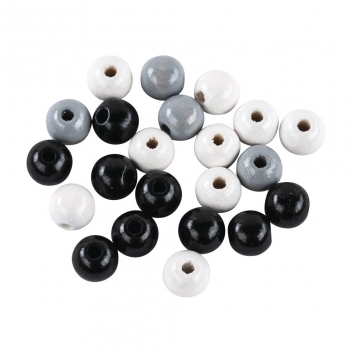 1251700 - 4006166333767 - Rayher - Perles en bois 8 mm Noir et Blanc 82 pièces - 2
