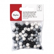 Perles en bois 8 mm Noir et Blanc 82 pièces