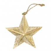 Pendentif en métal étoile crème & doré 9.5 cm