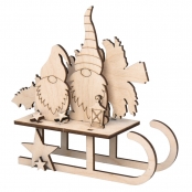 Maquette en bois déco de Noël Lutins 16,5 cm