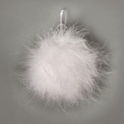 Boule déco Plume et paillette Ø 6 cm Blanc