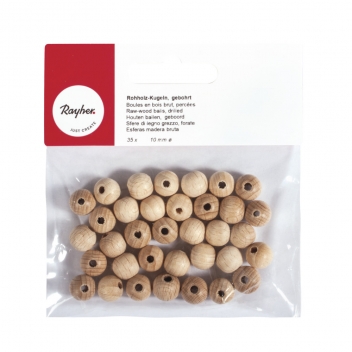 6250300 - 4006166574788 - Rayher - Perle en bois ø  10 mm Boule percée ø  2,8 mm 35 pièces