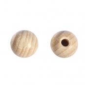 Perle en bois ø  10 mm Boule demi-percée 35 pièces