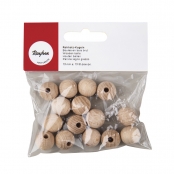 Perle en bois ø  15 mm Boule demi-percée 15 pièces