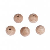 Perle en bois ø  20 mm Boule demi-percée 10 pièces