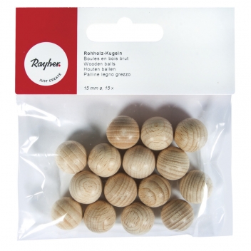 6252200 - 4006166646850 - Rayher - Boule en bois ø  15 mm Non-percée 15 pièces