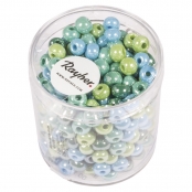 Perle en verre Grand trou Ø 5,4 mm Teintes vert/bleu