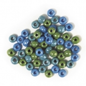 Perle en verre Grand trou Ø 5,4 mm Teintes vert/bleu