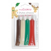 Stylos Choco Rouge Blanc Vert Choco 4x25g