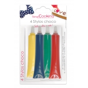 Stylos Goût Choco Rouge Bleu Jaune Vert 4x25g
