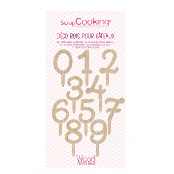 4990 - 3700392449902 - Scrapcooking - Cake Topper Bois Chiffres 0 À 9