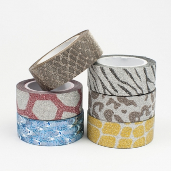 250918 - 3700043025189 - Ammi - Masking Tape pailleté 1,5 cm 6 pièces Animaux