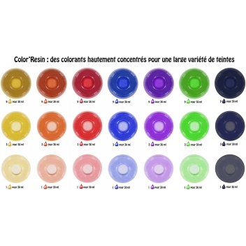 COL15x6 - 3134725009493 - Cléopâtre - Pigment colorant Color'Resin 6 coul et 2 flacons vides - France - 2