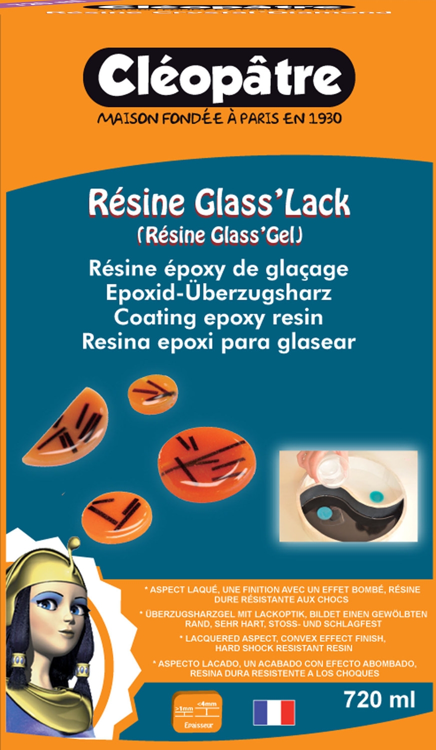 Résine Glass'Lack Gel Cléopatre nouvelle génération 720 ml sans bulle