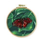 Kit Point de Croix Motif Papillon Rouge 25 x 25 cm