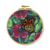 Kit Point de Croix Motif Papillon Orange 25 x 25 cm