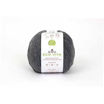 388_102 - 3357995036772 - DMC - Fil Coton Recyclé Eco Vita 3mm 100g Tricot et Crochet Col. 102 gris - 2