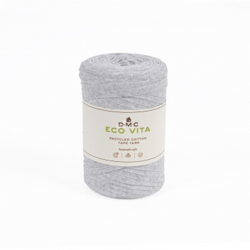 391_12 - 3357995043244 - DMC - Fil Coton Recyclé Eco Vita Tape Yarn Fil Tubulaire Chaine Maillée C12 gris