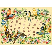 Canevas antique L'alphabet des oiseaux 45x60cm