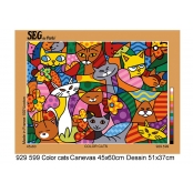 Canevas antique Color cats 45x60cm