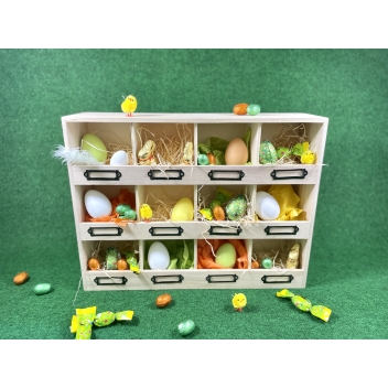 7727 - 3700443577271 - MegaCrea DIY - Petit Casier en bois 12 cases porte-étiquettes 41,5 x 31 x 11 cm - 2