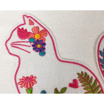 3889 - 3700443538890 - MegaCrea DIY - Maxi patch brodé Chat fleuri 18 x 16,5 cm - 2