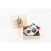 Boite en bois à colorier Licorne - Boite de 24 feutres incluse