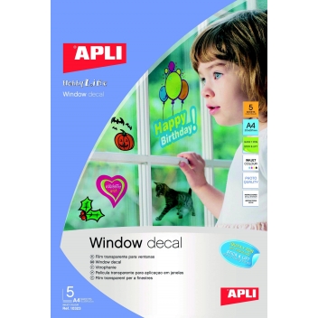 10323 - 8410782103233 - Apli Agipa - Film transparent pour fenêtre Vitrophanie 5 feuilles