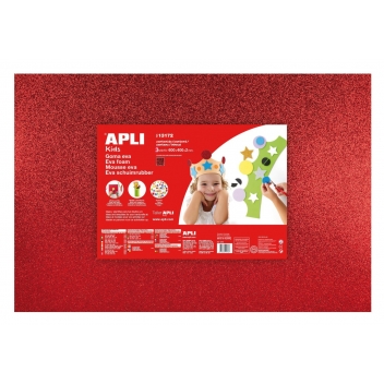 lot-13172 - 8410782131724 - APLI AGIPA - Mousse EVA thermof. 40x60 cm Rouge pailleté 3 feuil.