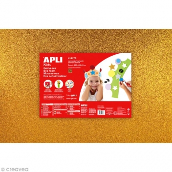 lot-13175 - 8410782131755 - Apli Agipa - Mousse EVA thermoform. 40x60cm Doré pailleté 3 feuil.