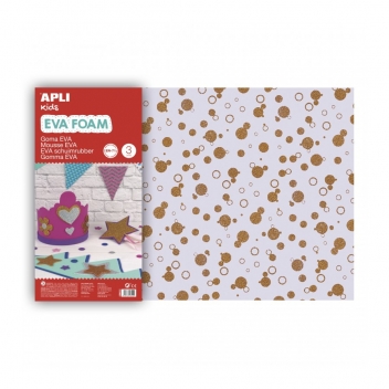 13419 - 8410782134190 - Apli Agipa - Mousse EVA thermoformable 40x60 cm Cercles pailletés or