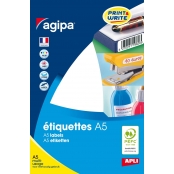 Etiquettes blanches 16 feuilles A5 Ø15mm 1536 pièces