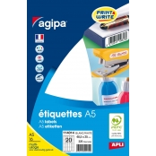 Etiquettes blanches 16 feuilles A5 48,5x25 mm 320 pièces