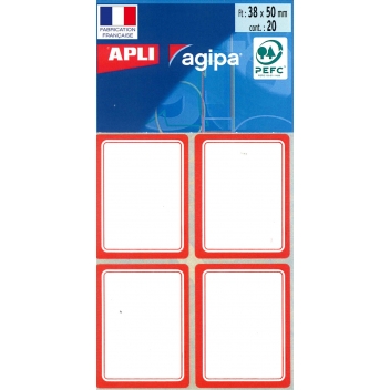 111959 - 3270241119596 - Apli Agipa - Étiquettes scolaires autocollantes Rouge 38 x 50 mm
