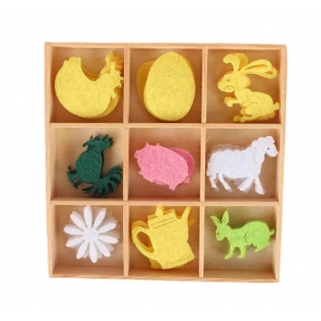 4329 - 3700443543290 - MegaCrea - Formes feutrine Pâques 2,5 à 3 cm coffret 36 pcs