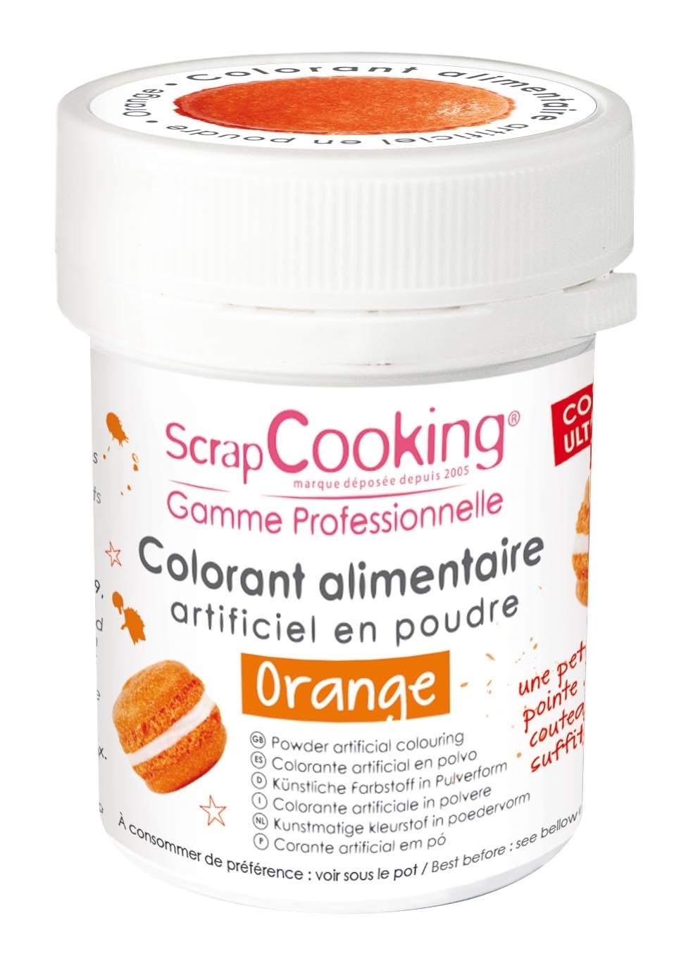 Colorant Alimentaire artificiel en poudre - Corail - Idéal macaron