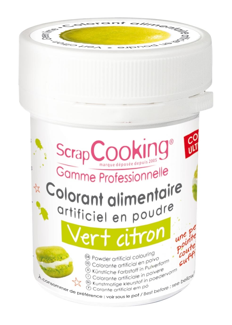 Colorant alimentaire (artificiel) Vert citron - Scrapcooking ref 4034