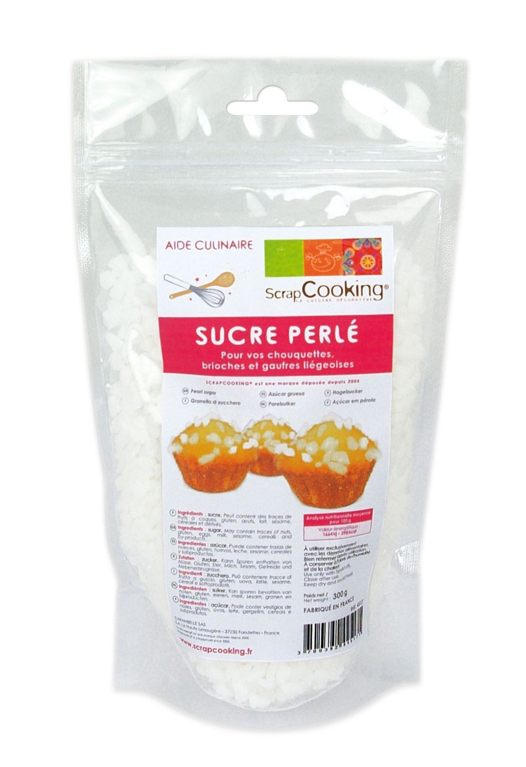 Sucre perlé 300g (gros grain de sucre pour chouquette) Scrapcooking 4517