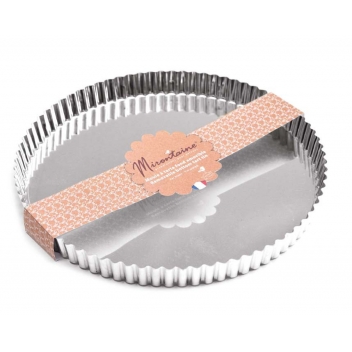 627 - 3760214026278 - Mirontaine - Moule à tarte Rond Ø 30 cm en fer blanc - France - 2