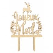 Décoration pour Bûche de Noël en bois Joyeux Noël