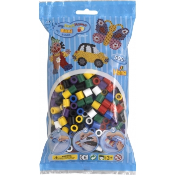 8470 - 28178847067 - Hama - Perle à repasser MAXI 500 perles vives (mix 00)