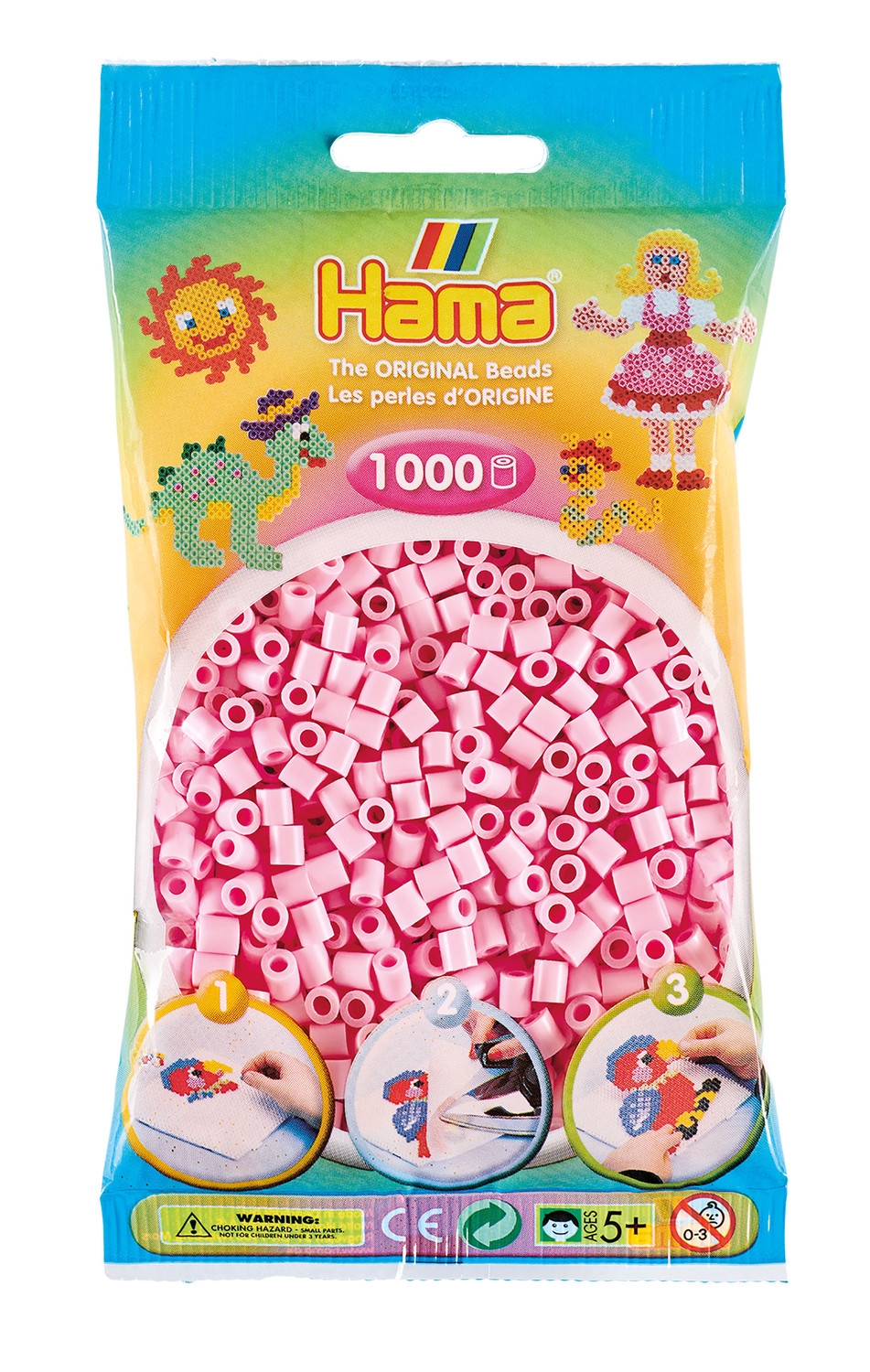 1 000 perles à repasser standard MIDI (Ø5 mm) Rose tendre - Hama