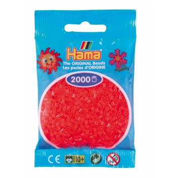 50135 - 0028178501358 - Hama - 2 000 perles mini (petites perles Ø2,5 mm) rouge néon - 2