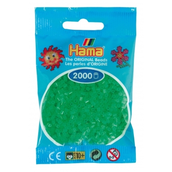 50137 - 0028178501372 - Hama - 2 000 perles mini (petites perles Ø2,5 mm) vert néon - 2
