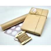 Kit paquet cadeau kraft et sticker dentelle