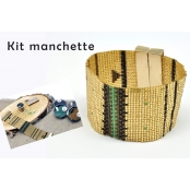 Kit bracelet manchette perle Miyuki 11/0 tissé Incas doré