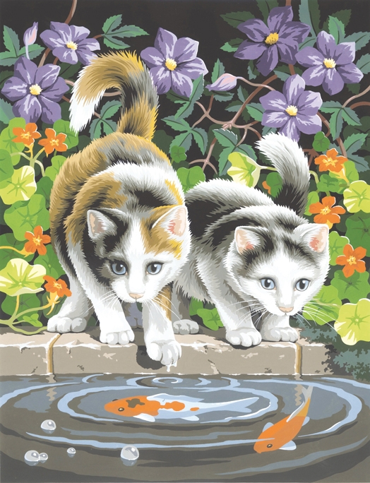 Tableau Peinture Numéro Débutant Chat Et Poisson